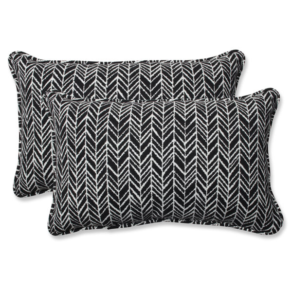 Pillow Perfect Herringbone Indoor/Outdoor Lumbar Pillow & Reviews Wayfair